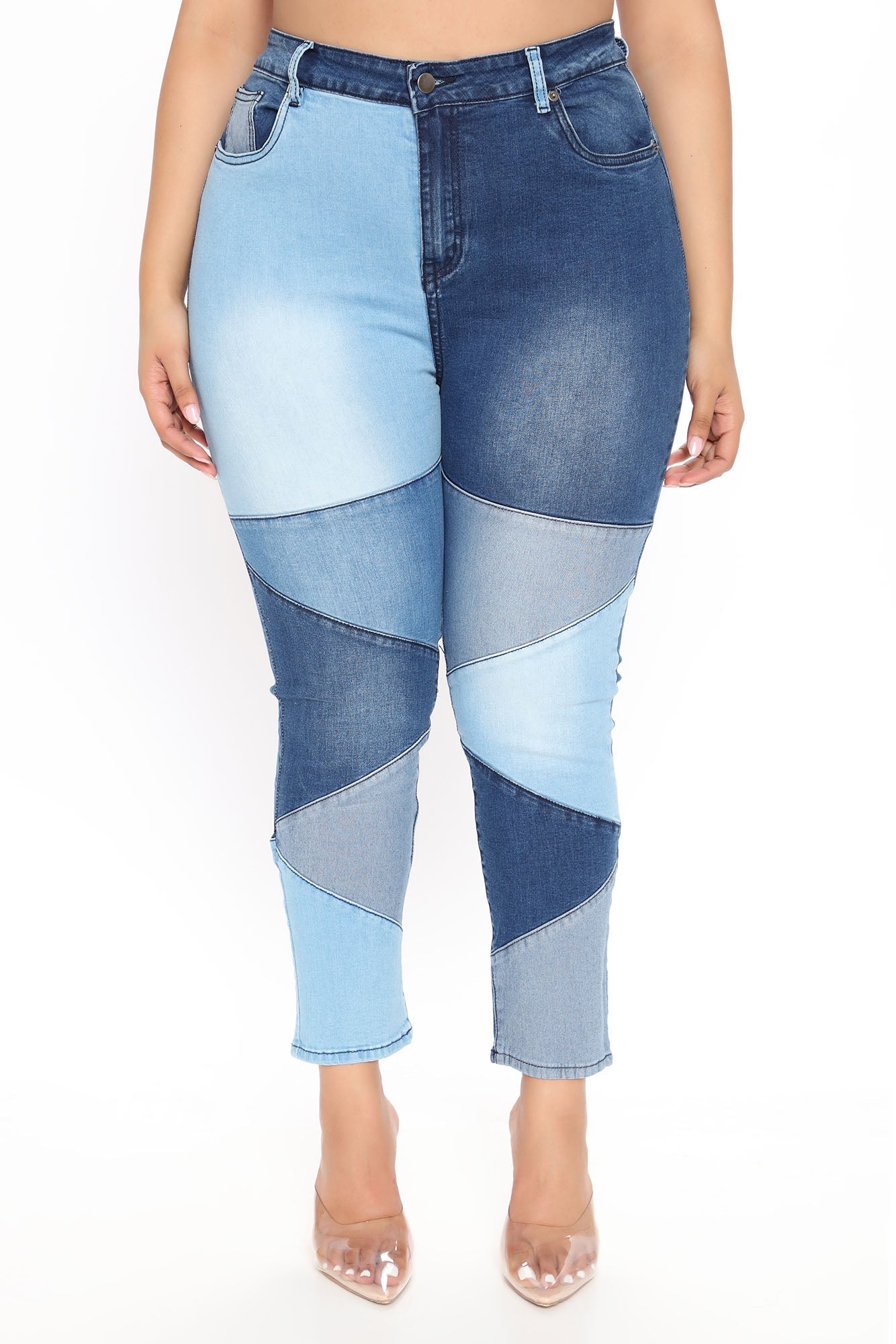 All Fixed Up Patchwork Skinny Jeans - Blue/combo Ins Street