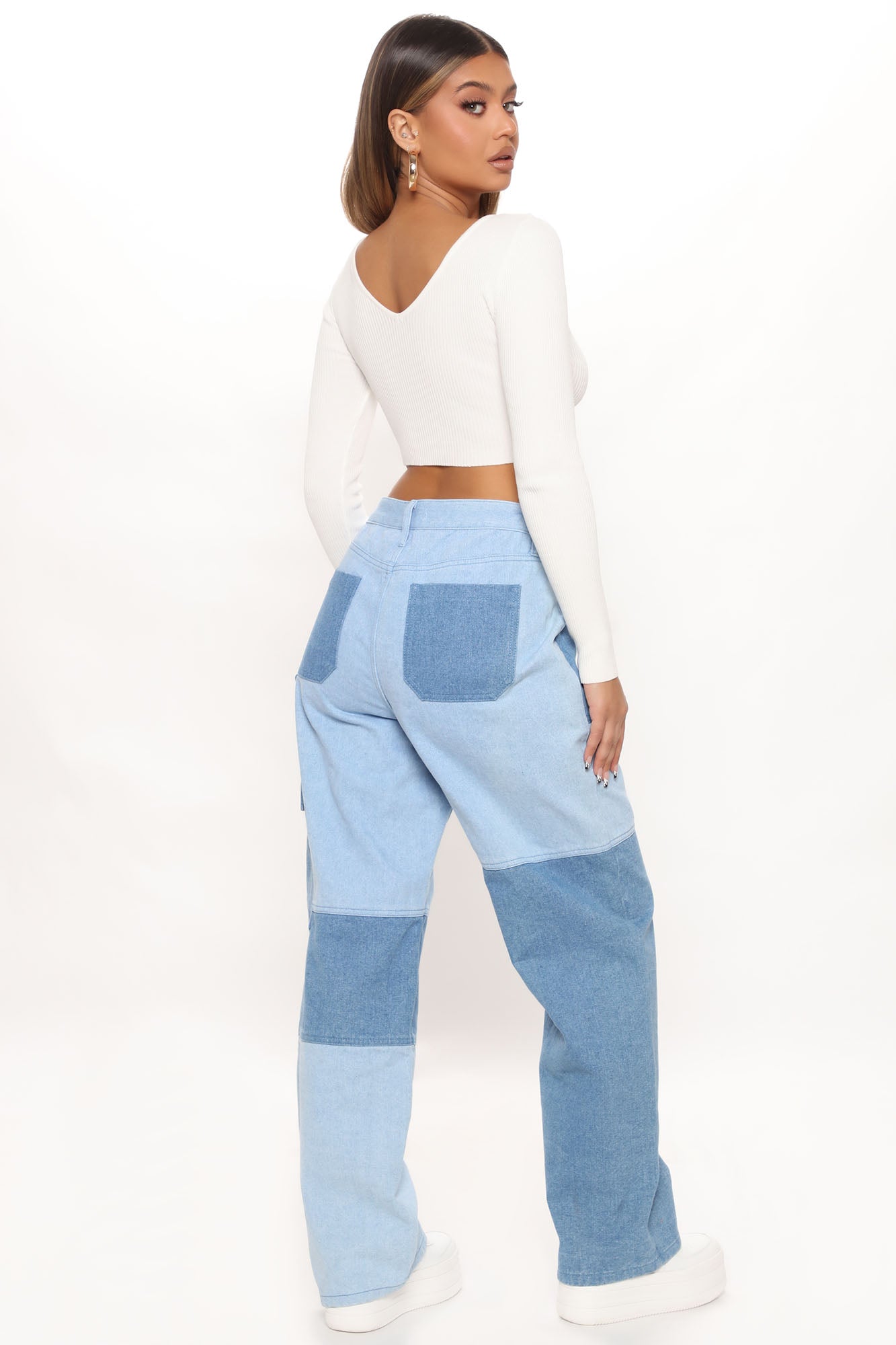 Hard At Patchwork Non Stretch Carpenter Jeans - Blue/combo Ins Street