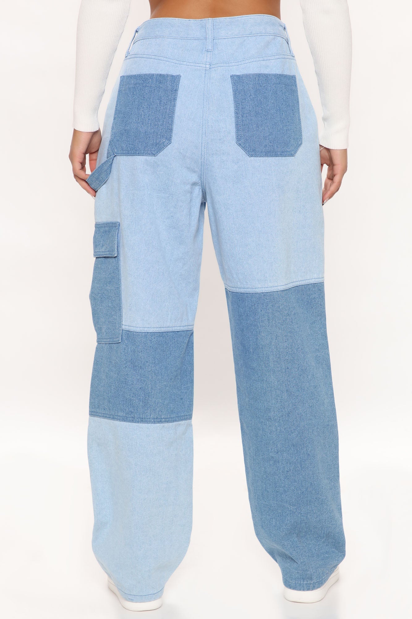 Hard At Patchwork Non Stretch Carpenter Jeans - Blue/combo Ins Street
