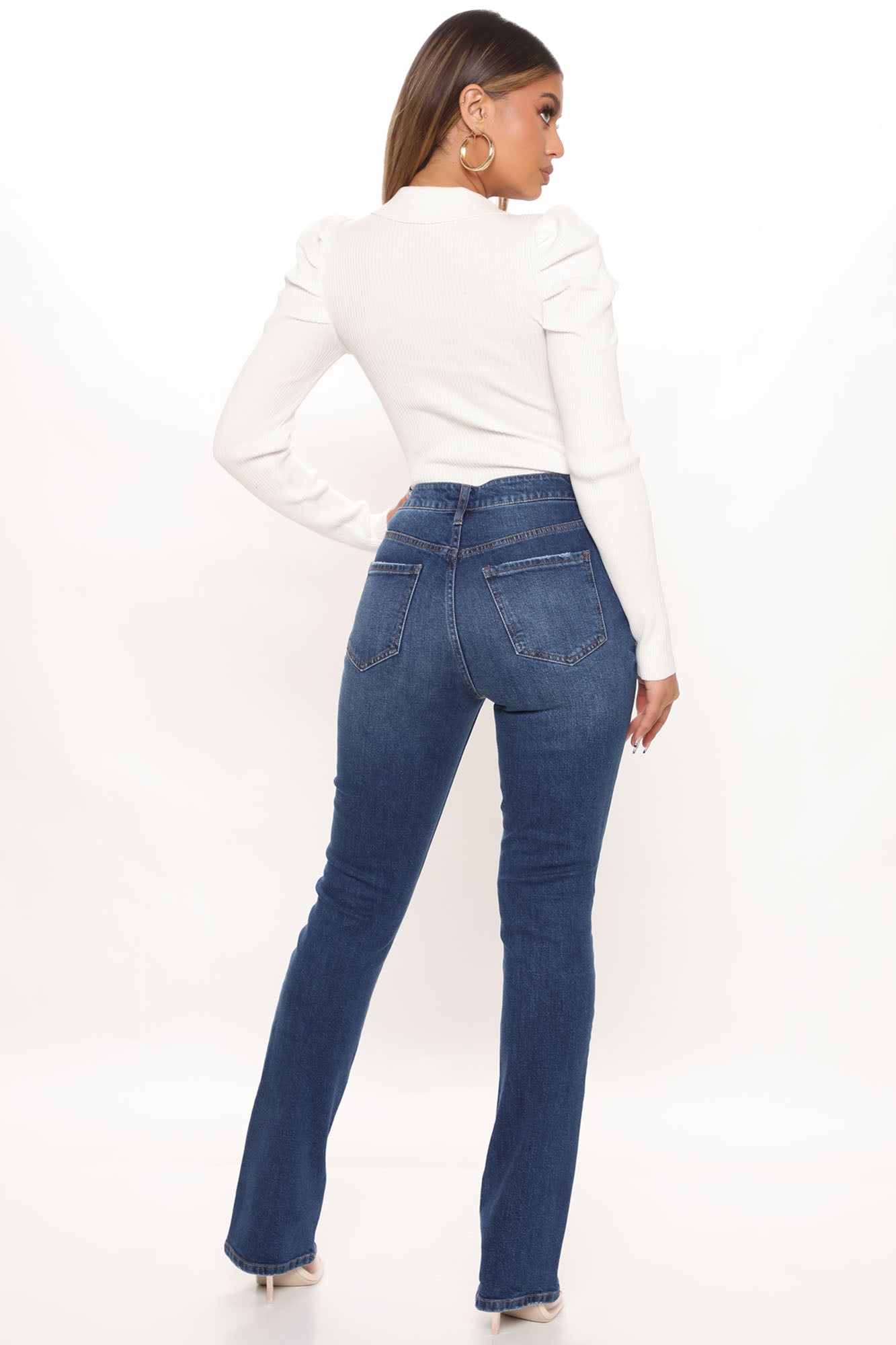 Drinks With The Girls High Rise Bootcut Jeans - Dark Wash Ins Street