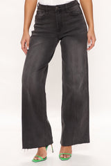Going Midtown Stretch Wide Leg Jeans - Black Ins Street