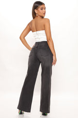 Going Midtown Stretch Wide Leg Jeans - Black Ins Street
