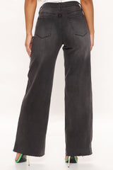Going Midtown Stretch Wide Leg Jeans - Black Ins Street