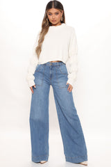 Jobs Never Done Utility Wide Leg Jeans - Medium Blue Wash Ins Street
