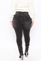 Turn It Up Contrast Skinny Jeans - Black Ins Street