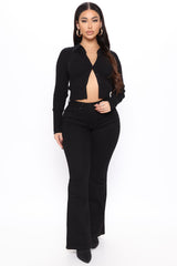 Short Length Slimming Flare Jeans - Black Ins Street