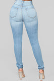 Classic High Waist Skinny Jeans - Light Blue Wash Ins Street
