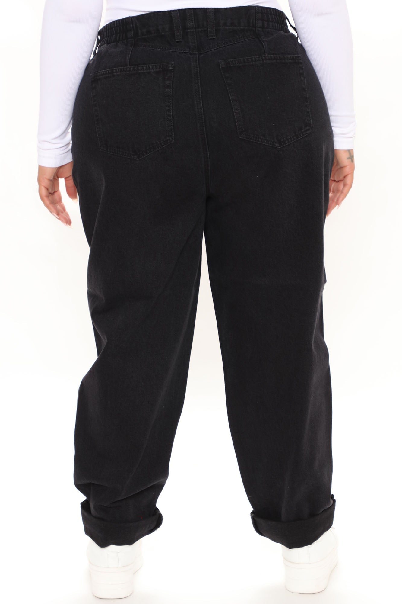 Stop Worrying Easy Waist Mom Jeans - Black Ins Street