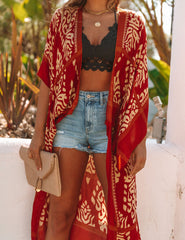 To Each Their Own Pom Duster Kimono - Rust URBA-002