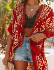 To Each Their Own Pom Duster Kimono - Rust URBA-002