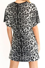 Leopard Dropped Shoulder Mini Tee Dress Ins Street