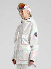 White Dazzling Ski Jacket Ins Street