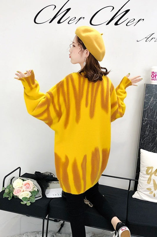 Cross Border Printed Outer Knit Sweater Ins street