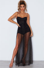 Underwood Strapless Smocked Crochet Midi Dress - Black STRU-001