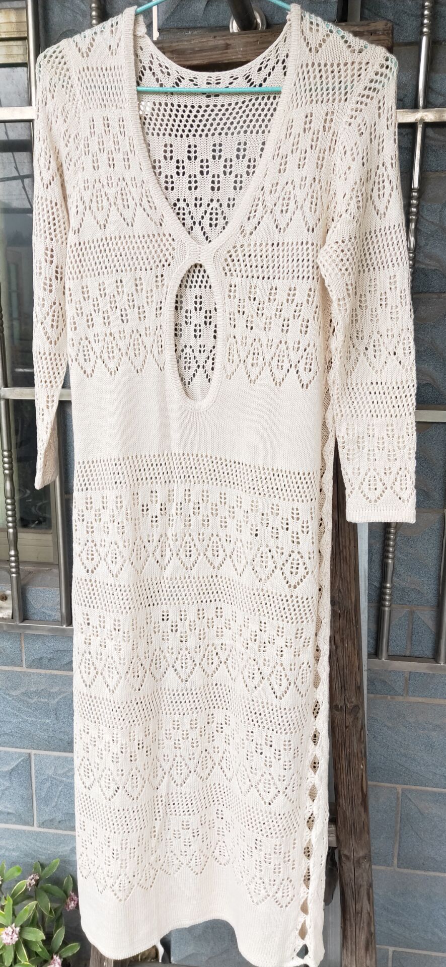 Yuka Crochet Cover-Up Midi Dress - Peach Ins Street