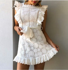 Sentimental Cotton Crochet Ruffle Romper Ins Street