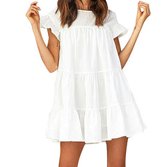 Solange Tiered Swiss Dot Lace Dress - Off White Ins Street