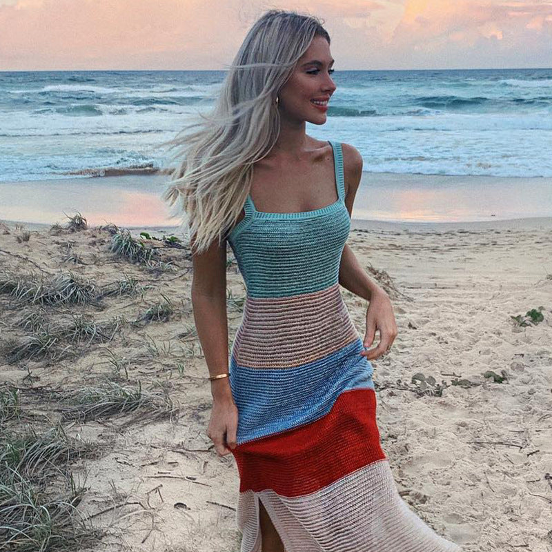 Pretty Sweet Colorblock Crochet Maxi Dress - FINAL SALE Ins Street