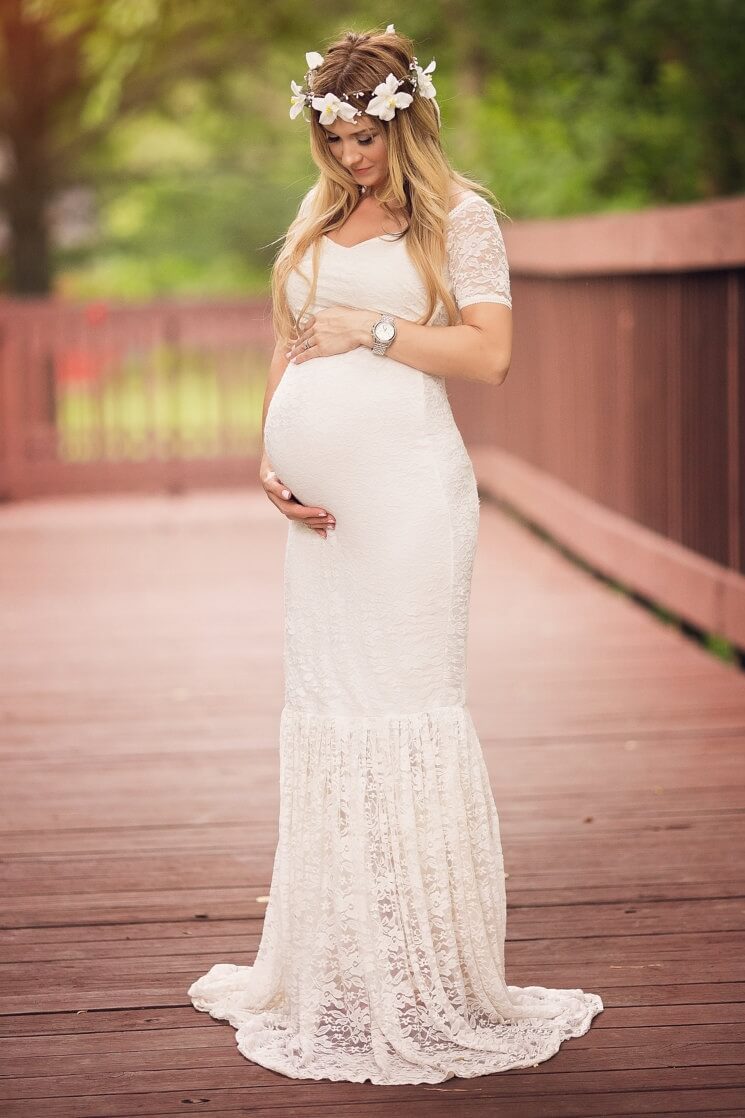 Lace Fishtail Maternity Maxi Dress Ins street