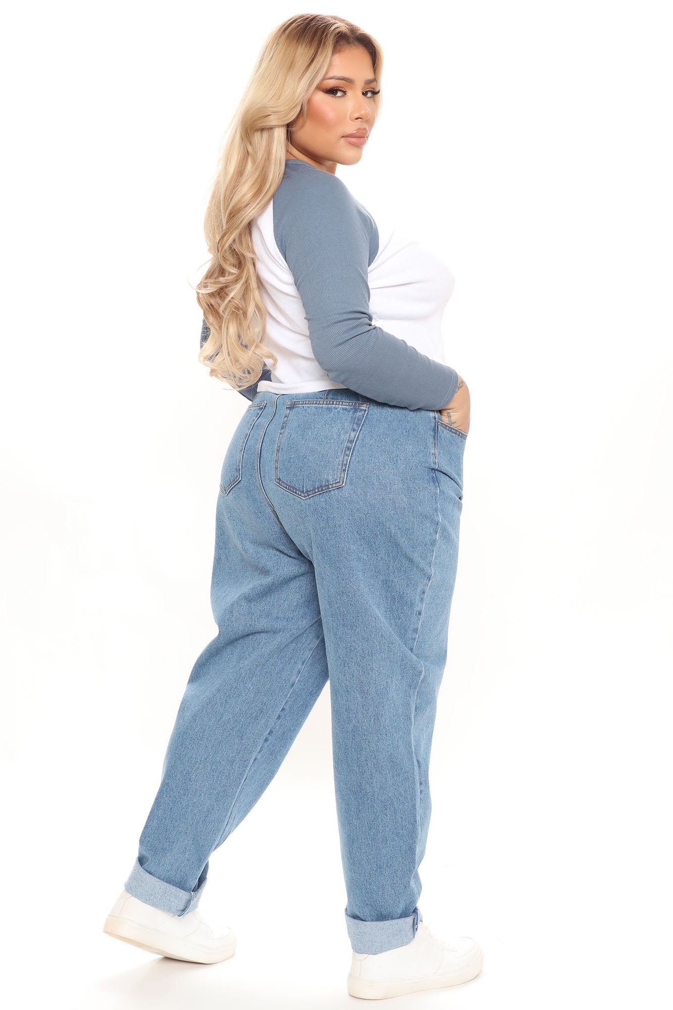 Stop Worrying Easy Waist Mom Jeans - Medium Blue Wash Ins Street