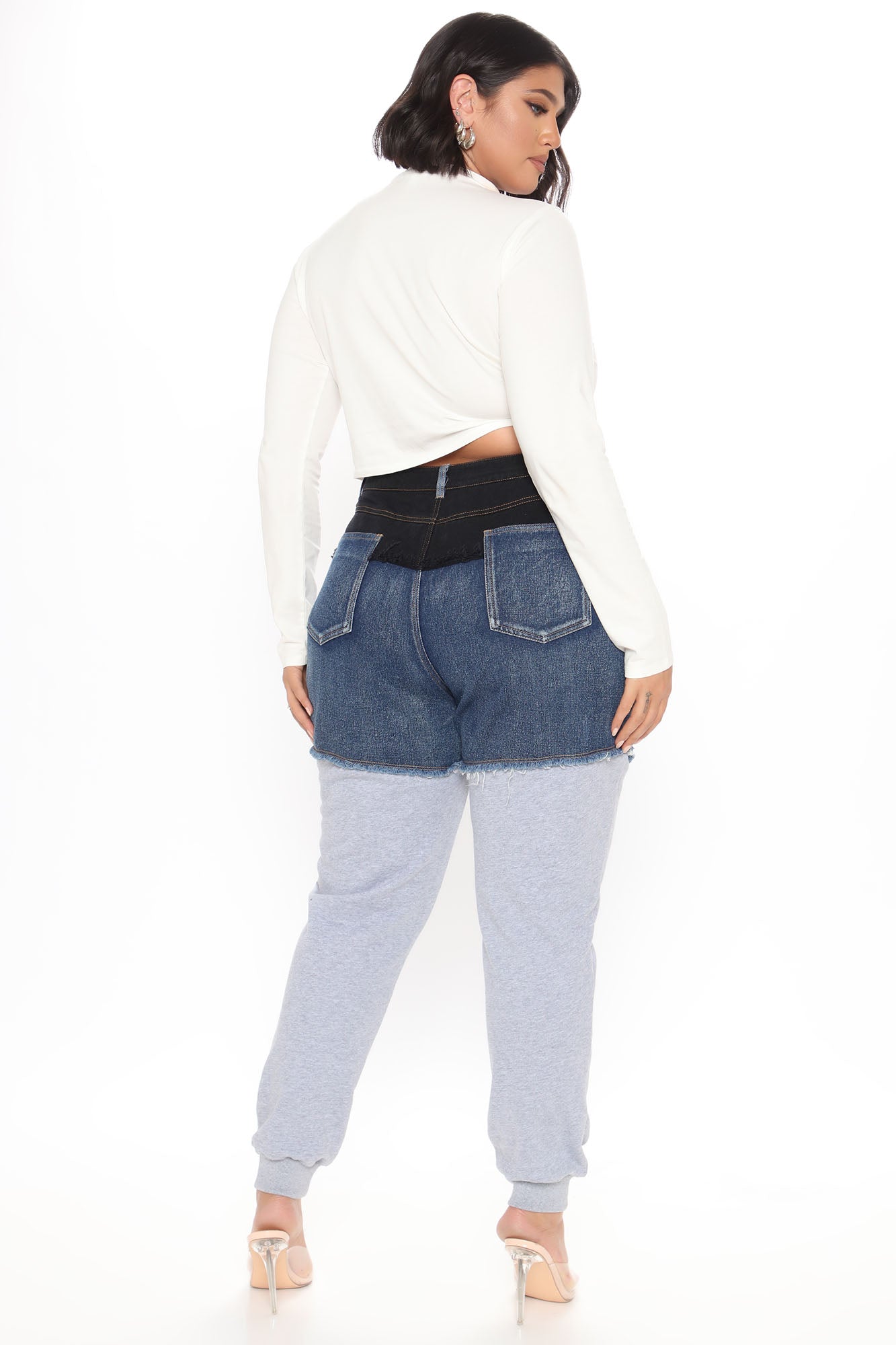Top Tier Denim Sweatpant Joggers - Blue/combo Ins Street