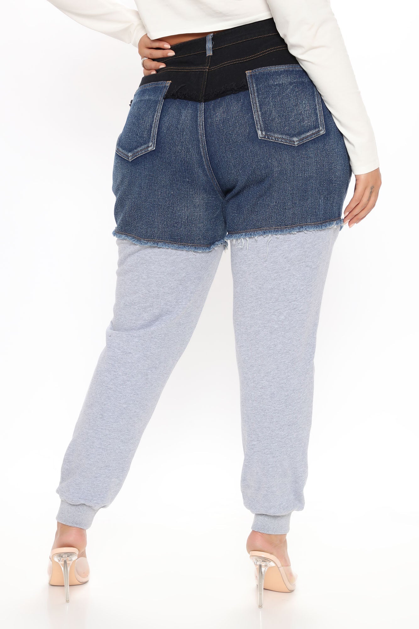 Top Tier Denim Sweatpant Joggers - Blue/combo Ins Street