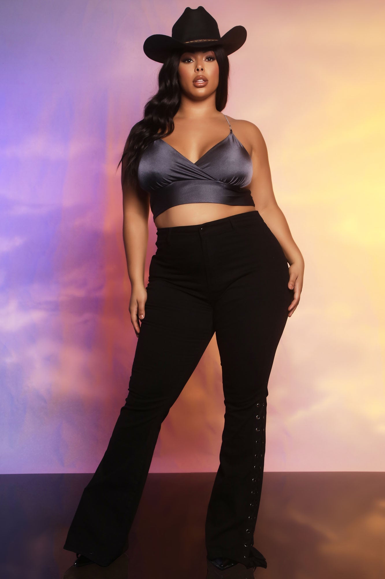 Strings Attached Lace Up Flare Jeans - Black Ins Street