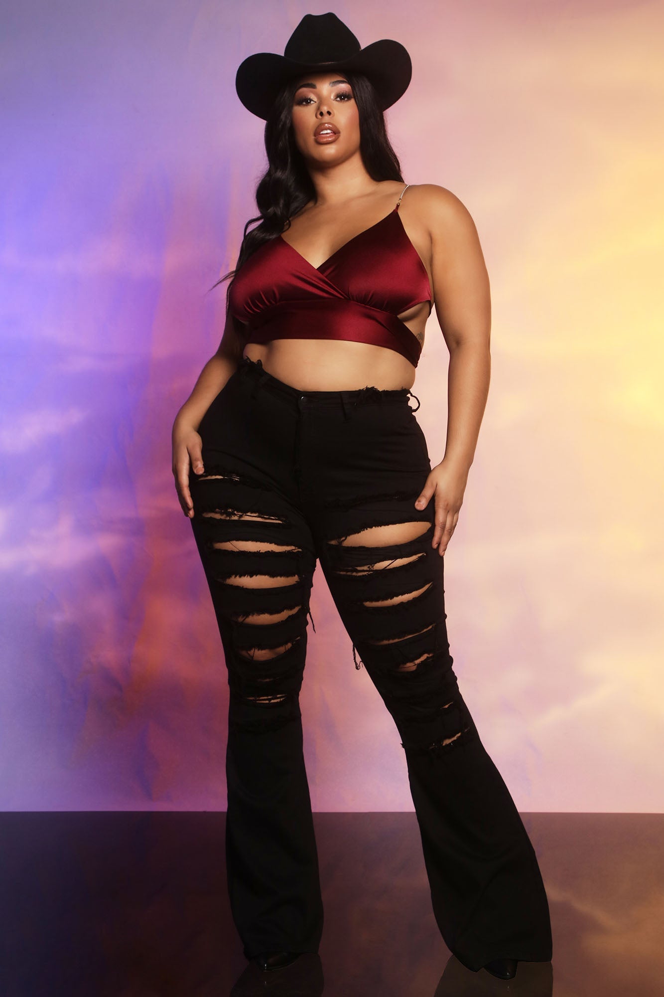 Groovy Baby Distressed Flare Jeans - Black Ins Street
