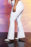 Tall Strings Attached Lace Up Flare Jeans - White Ins Street