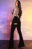 Tall Groovy Baby Distressed Flare Jeans - Black Ins Street