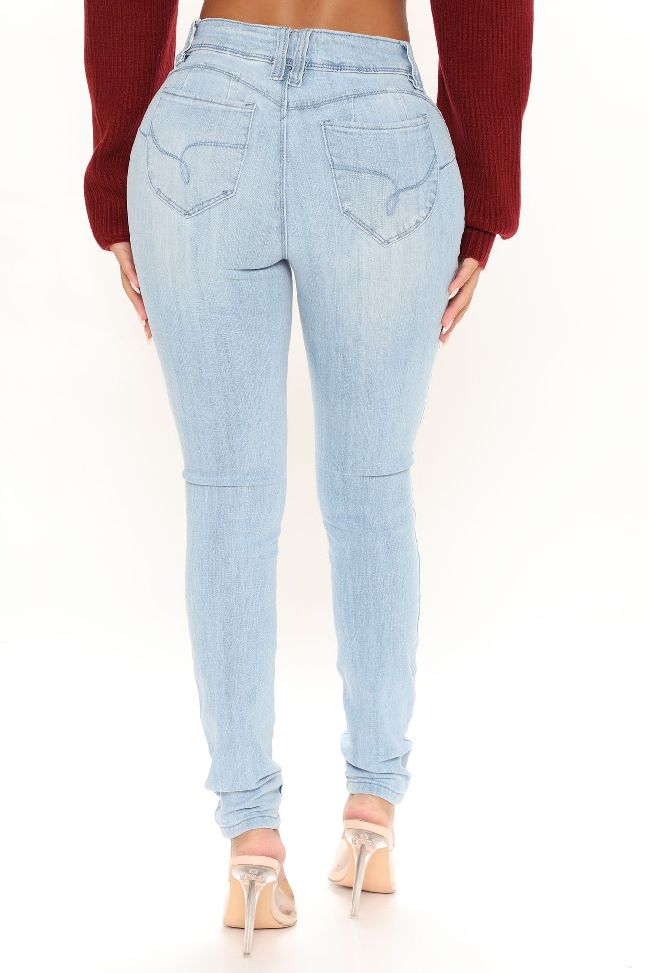 Wanna Bet Mid Rise Skinny Jeans - Light Wash Ins Street