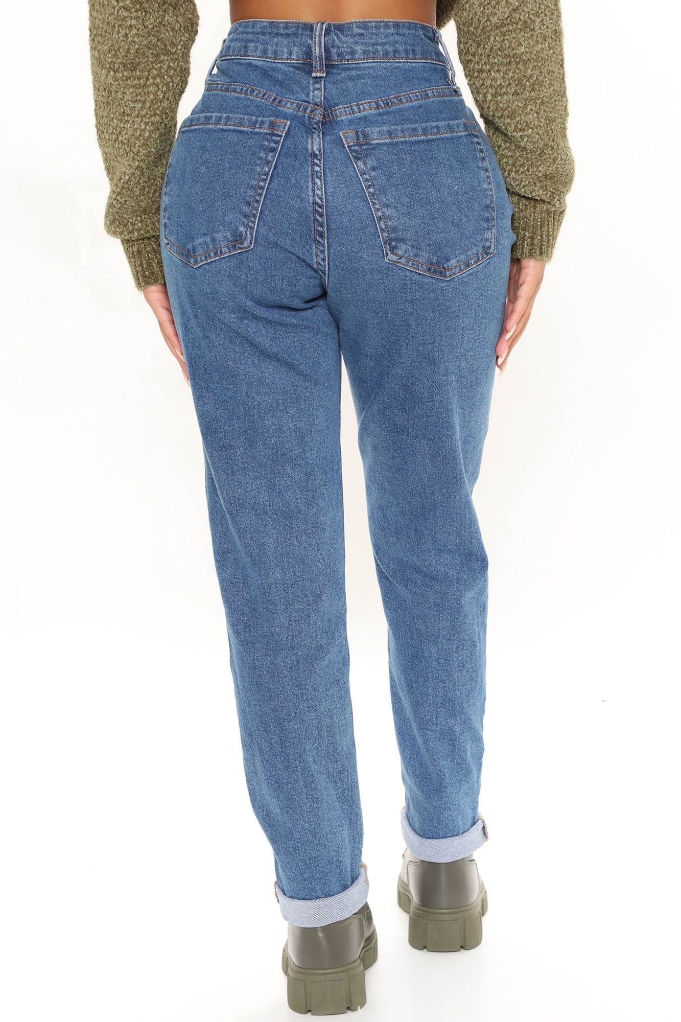 Listen Closely High Rise Stretch Mom Jeans - Dark Wash Ins Street