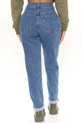 Listen Closely High Rise Stretch Mom Jeans - Dark Wash Ins Street