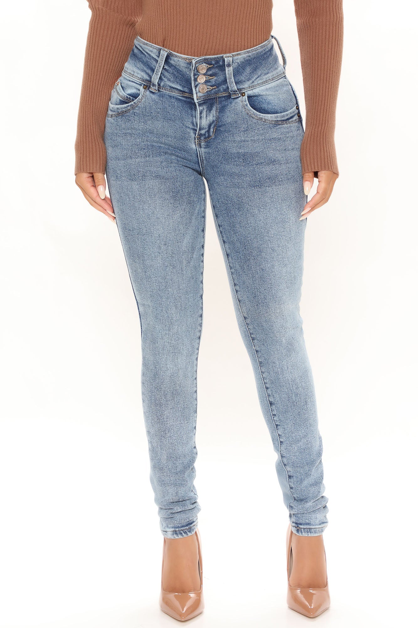 Can't Compete Mid Rise Skinny Jeans - Medium Wash Ins Street