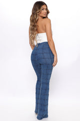 Get It On High Rise Flare Jeans - Dark Wash Ins Street
