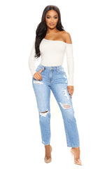 Better Than Your Ex Distressed Boyfriend Jeans - Medium Blue Wash Ins Street