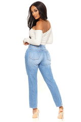 Better Than Your Ex Distressed Boyfriend Jeans - Medium Blue Wash Ins Street