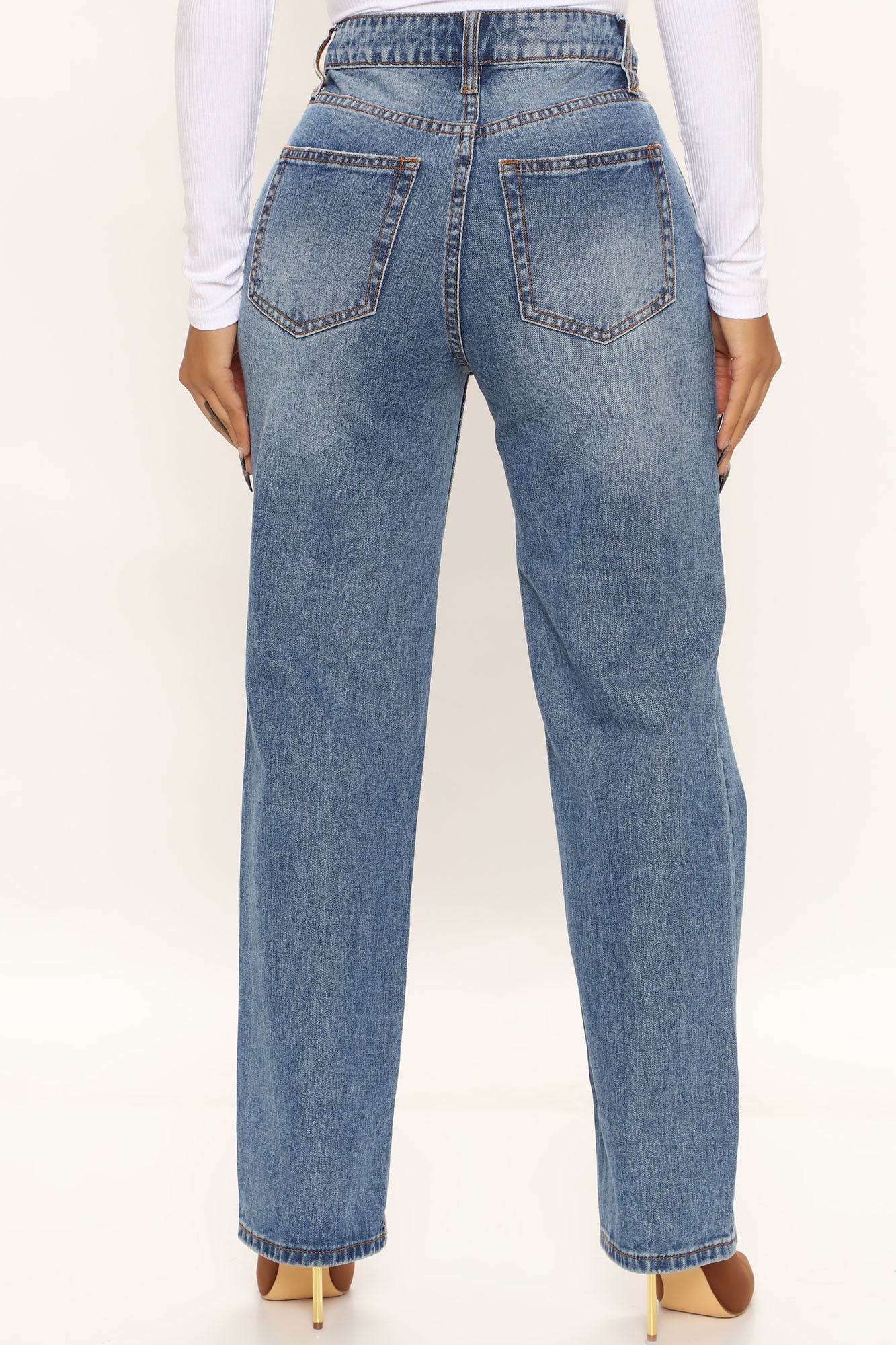 Like A Boss High Rise Straight Leg Jeans - Medium Wash Ins Street