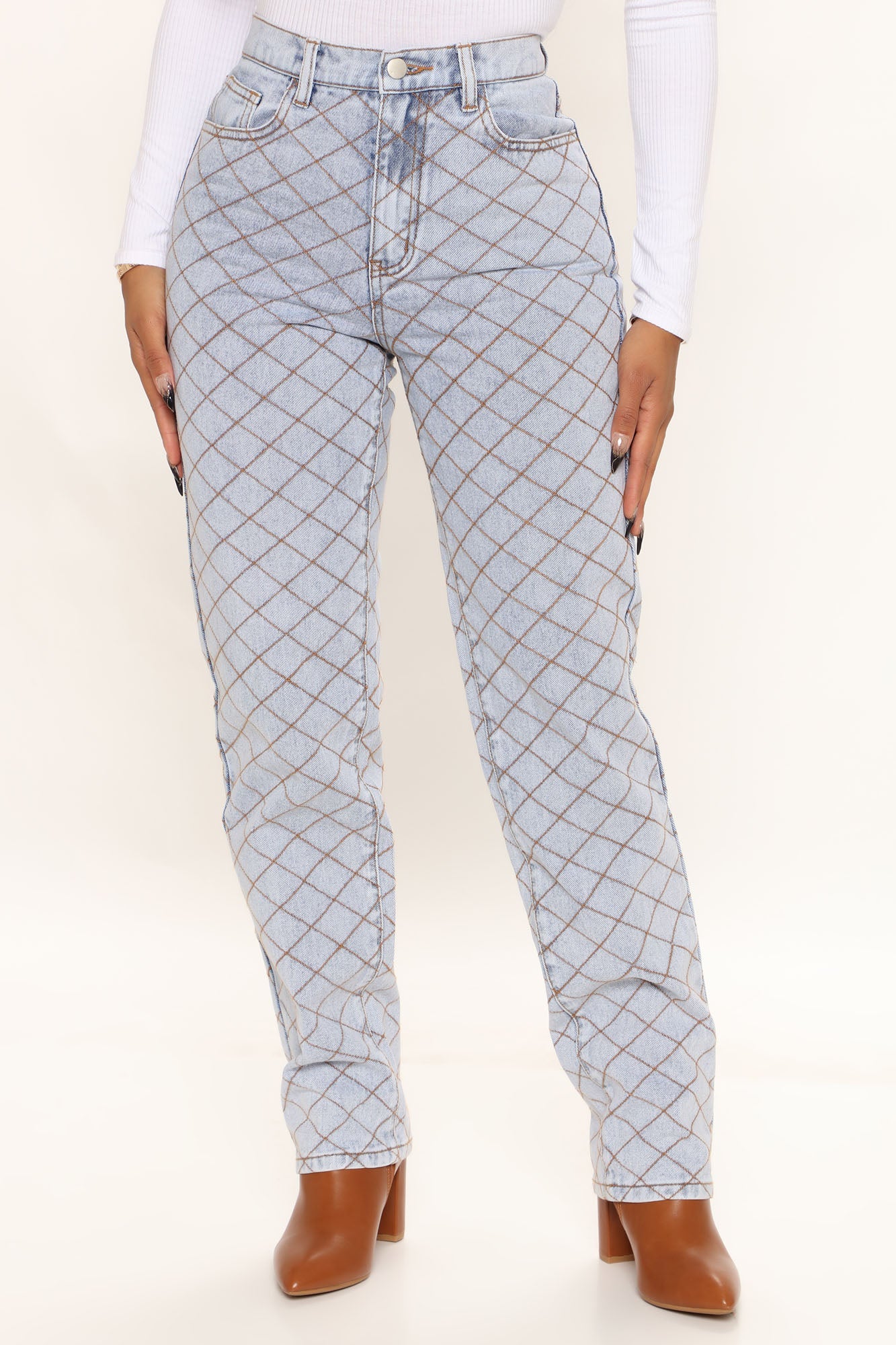 All Crossed Up Non Stretch Straight Leg Jeans - Light Blue Wash Ins Street