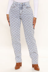 All Crossed Up Non Stretch Straight Leg Jeans - Light Blue Wash Ins Street