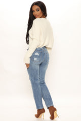 My Way High Rise Distressed Boyfriend Jeans - Medium Wash Ins Street
