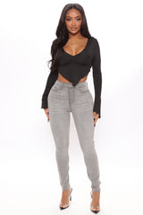 Lights Out High Rise Booty Lifting Skinny Jeans - Grey Ins Street