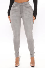Lights Out High Rise Booty Lifting Skinny Jeans - Grey Ins Street