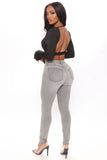 Lights Out High Rise Booty Lifting Skinny Jeans - Grey Ins Street