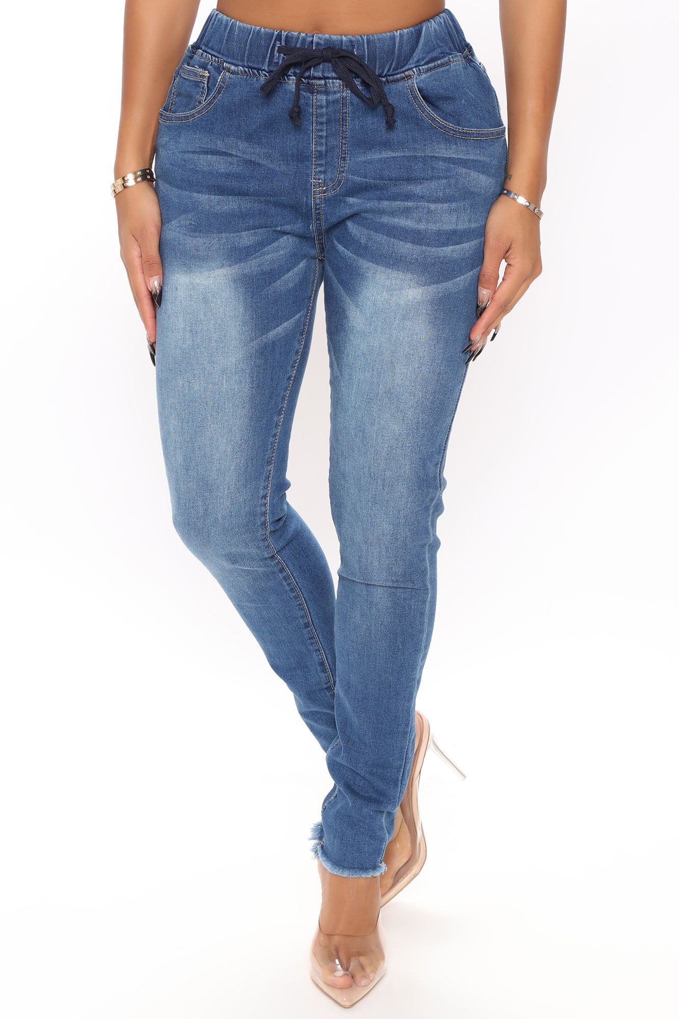 Run Up Jogger Skinny Jeans - Medium Blue Wash Ins Street