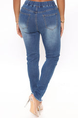 Run Up Jogger Skinny Jeans - Medium Blue Wash Ins Street