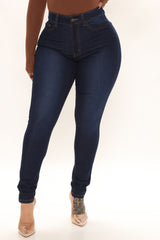 Power Moves High Rise Skinny Jeans - Dark Wash Ins Street