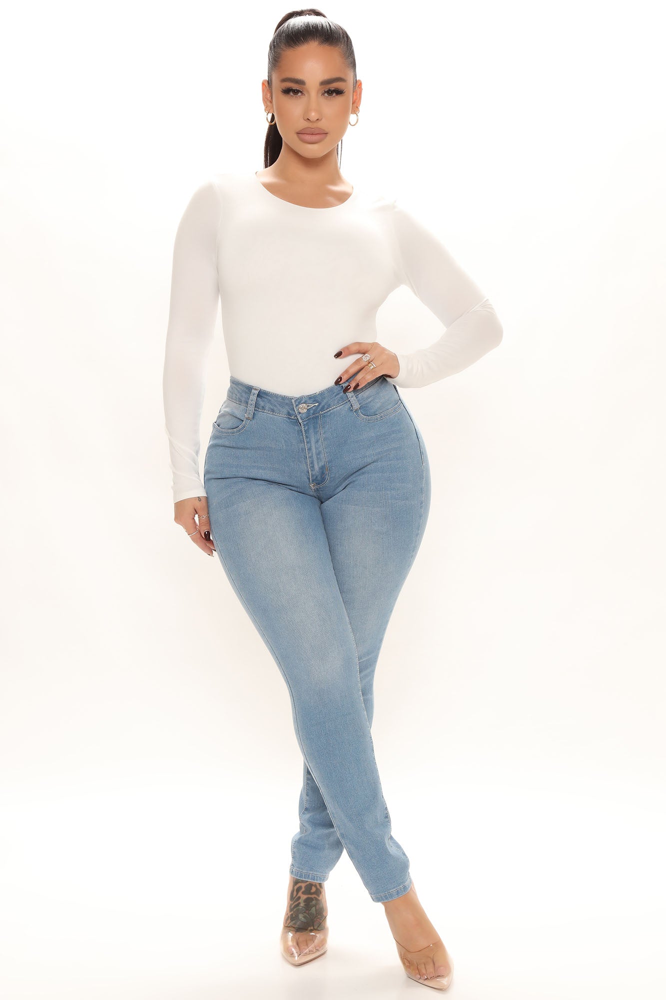 Wife Her Up Stretch Skinny Jeans - Medium Blue Wash Ins Street
