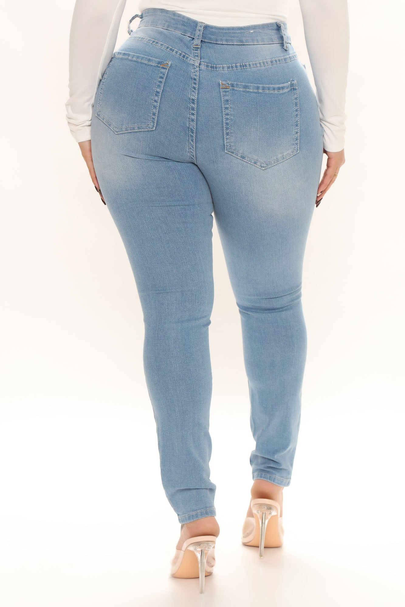 Wife Her Up Stretch Skinny Jeans - Medium Blue Wash Ins Street