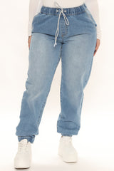 Chill Girl Relaxed Denim Joggers - Light Blue Wash Ins Street